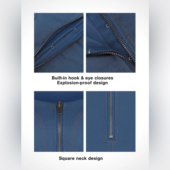 NWT Popilush Built in Shapewear Denim Midi dress - in blue - Picture 5 of 7